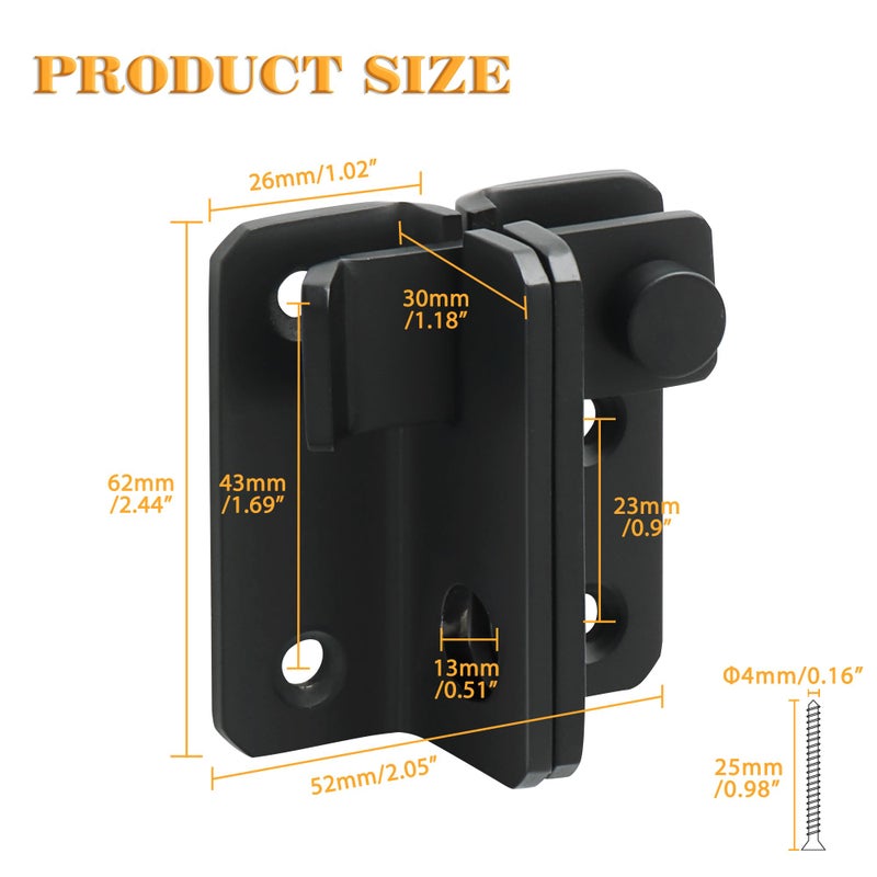 Alise Flip Latch Gate Latches Slide Bolt Latch Safety Door Lock Catch for Barn Cabinet Pet Cage Garden Bathroom Garage Window Sliding Door,Heavy Duty Stainless Steel Matte Black,MS3006R-B - Image 2
